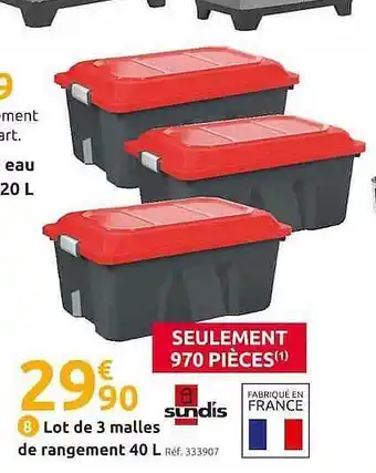Mr Bricolage Lot De 3 Malles De Rangement 40l Sundis offre