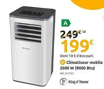 Mr Bricolage Climatiseur Mobile 2600 W (9000 Btu) offre