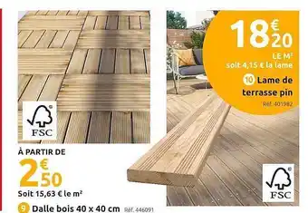 Mr Bricolage Dalle Bois 40 X 40 Cm, Lame De Terrasse Pin offre