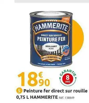 Mr Bricolage Peinture Fer Direct Sur Rouille 0,75l Hammerite offre