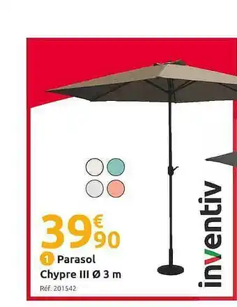 Mr Bricolage Parasol Chypre III ø 3 M Inventiv offre