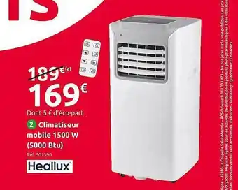 Mr Bricolage Climatiseur Mobile 1500 W (5000 Btu) Heallux offre