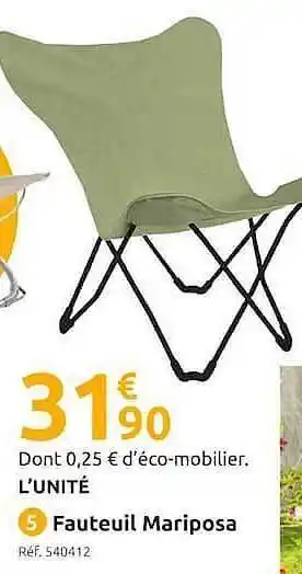 Mr Bricolage Fauteuil Mariposa offre