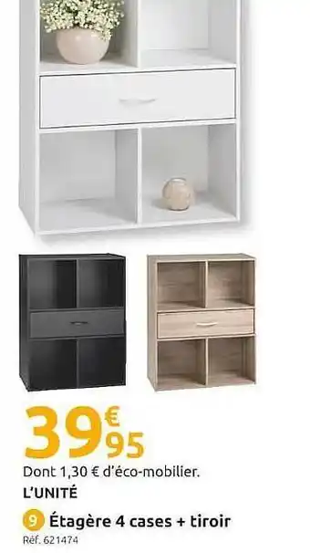 Mr Bricolage étagère 4 Cases + Tiroir offre