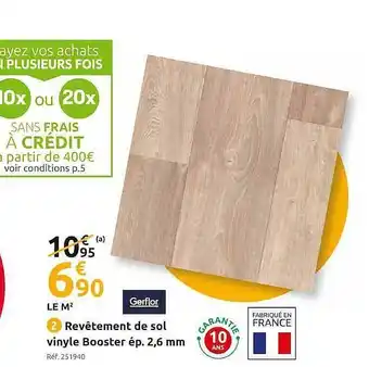 Mr Bricolage Revêtement De Sol Vinyle Booster ép. 2,6 Mm Gerflor offre