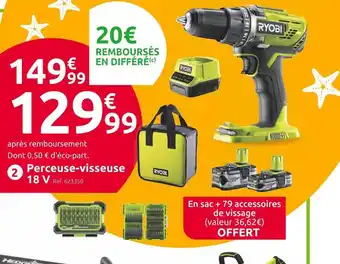 Mr Bricolage Ryobi perceuse-visseuse 18 v r18dd3 one+ offre