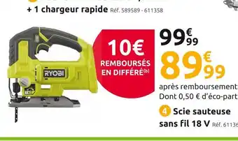 Mr Bricolage Ryobi one+ scie sauteuse 18 v rjs18-0 offre