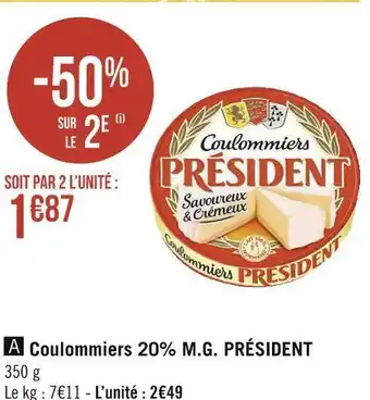 Géant Casino Président coulommiers 20% m.g. offre