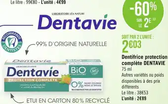 Géant Casino Dentavie dentifrice protection complète offre