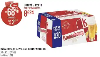 Géant Casino Kronenbourg bière blonde 4.2% vol. offre