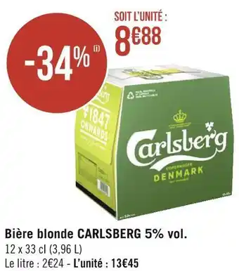 Géant Casino Carlsberg bière blonde 5% vol. offre