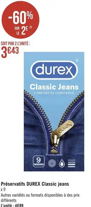 Géant Casino Durex préservatifs classic jeans offre