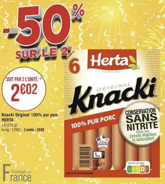 Géant Casino Herta knacki original 100% pur porc offre