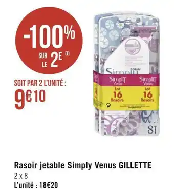 Géant Casino Gillette rasoir jetable simply venus offre