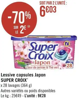 Géant Casino Super croix lessive capsules japon* offre