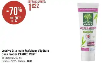 Géant Casino L’arbre vert lessive à la main fraîcheur végétale sans frotter* offre