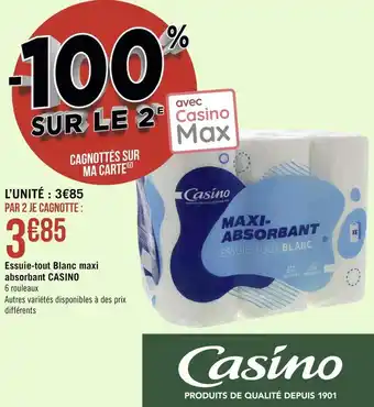 Géant Casino Casino essuie-tout blanc maxi absorbant offre