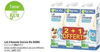 Géant Casino Bjorg lait d’amande calcium bio offre