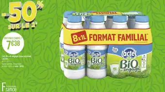 Géant Casino Lactel lait bio et engagé demi-écrémé offre