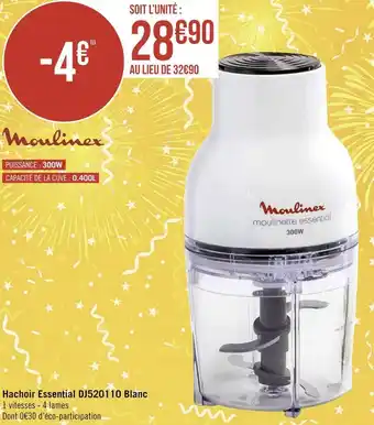 Géant Casino Moulinex hachoir essential dj520110 blanc offre