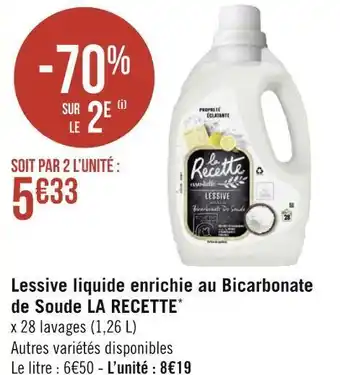 Géant Casino La recette lessive liquide enrichie au bicarbonate de soude* offre