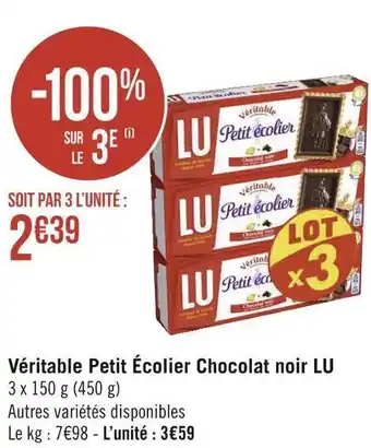 Géant Casino Lu véritable petit écolier chocolat noir offre