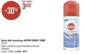 Géant Casino Autan family care spray anti moustique offre