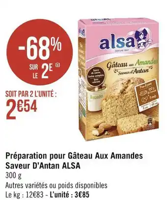 Géant Casino Alsa préparation pour gâteau aux amandes saveur d’antan offre