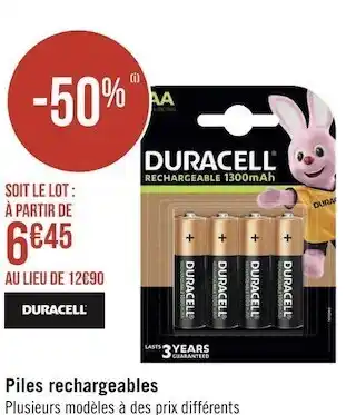 Géant Casino Duracell piles rechargeables offre
