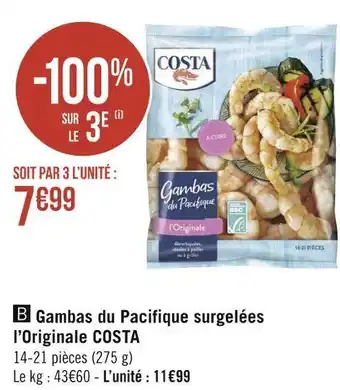 Géant Casino Costa gambas du pacifique surgelées l’originale offre