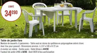 Géant Casino Table de jardin faro offre