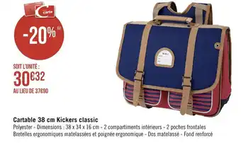 Cartable 38 cm kickers classic