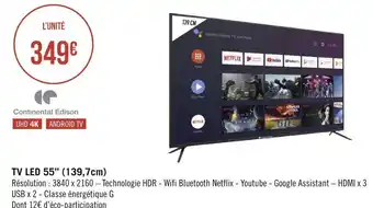 Géant Casino Continental edison tv led 55’’ (139,7cm) offre