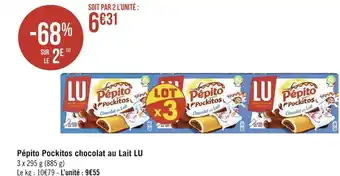 Géant Casino Lu pépito pockitos chocolat au lait offre