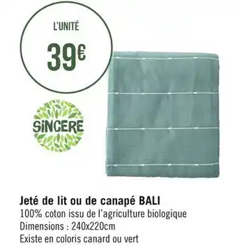 Géant Casino Sincère jeté de lit ou de canapé bali offre