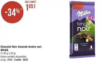 Géant Casino Milka chocolat noir amande tendre noir offre