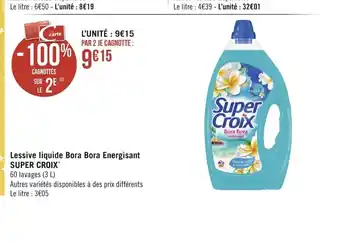 Géant Casino Super Croix Lessive Liquide Bora Bora Energisant offre
