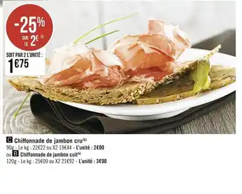 Casino Supermarchés Chiffonnade de Jambon Cru offre