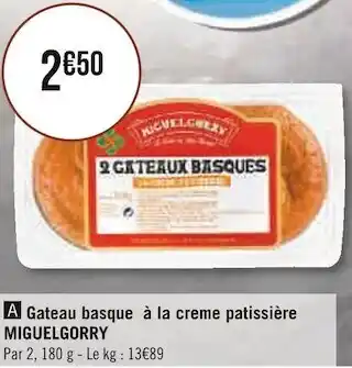 Miguelgorry gateau basque à la creme patissière