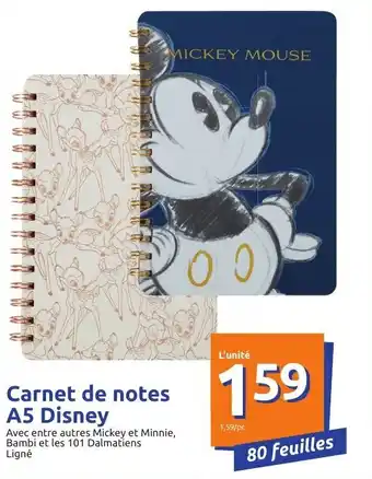 Action Carnet de notes A5 disney offre