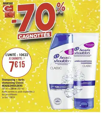 Casino Supermarchés HEAD&SHOULDERS shampooing + après shampooing classic offre