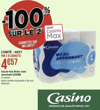 Casino Supermarchés CASINO essuie-tout blanc maxi absorbant offre