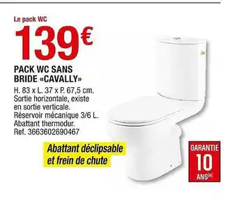 Brico Dépôt Pack Wc Sans Bride «cavally» offre