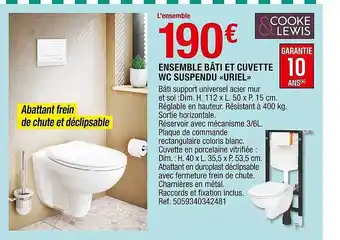 Promo Ensemble Bati Et Cuvette Wc Suspendu uriel chez Brico Depot