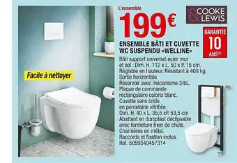 Brico Dépôt Ensemble Bâti Et Cuvette Wc Suspendu «welline» offre