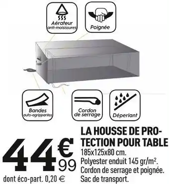 Centrakor La housse de pro- tection pour table offre