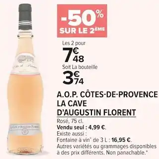 Carrefour Market La cave d’augustin florent a.o.p. côtes-de-provence offre