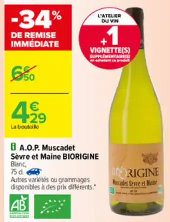Carrefour A.O.P muscadet offre