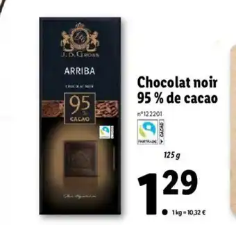Lidl Chocolat noir 95% de cacao offre