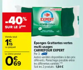 Carrefour Éponges grattantes vertes multi-usages offre